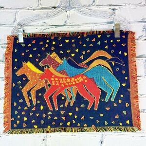 3 Laurel Burch Placemat Elk Canyon Mares Vintage Woven Cotton South Western boho